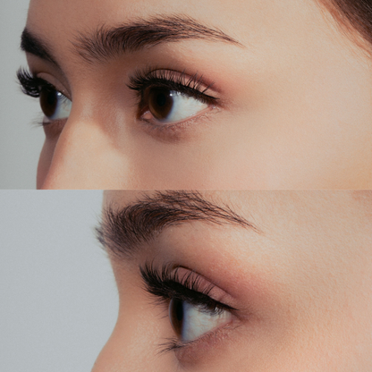 close up image of noohn beauty happy hour false eyelashes on model with double eyelid eyes