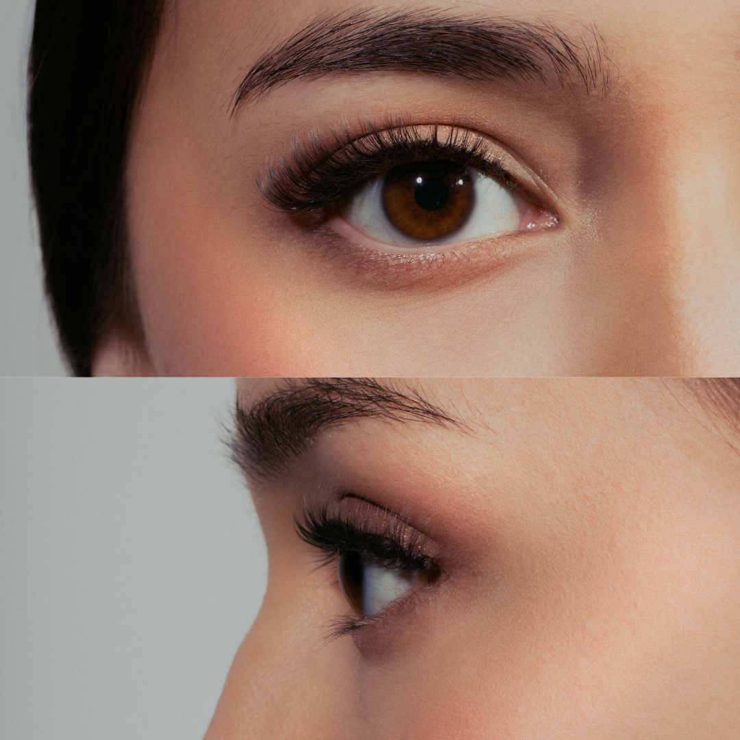 close up image of noohn beauty gno false eyelashes on model with double eyelid eyes